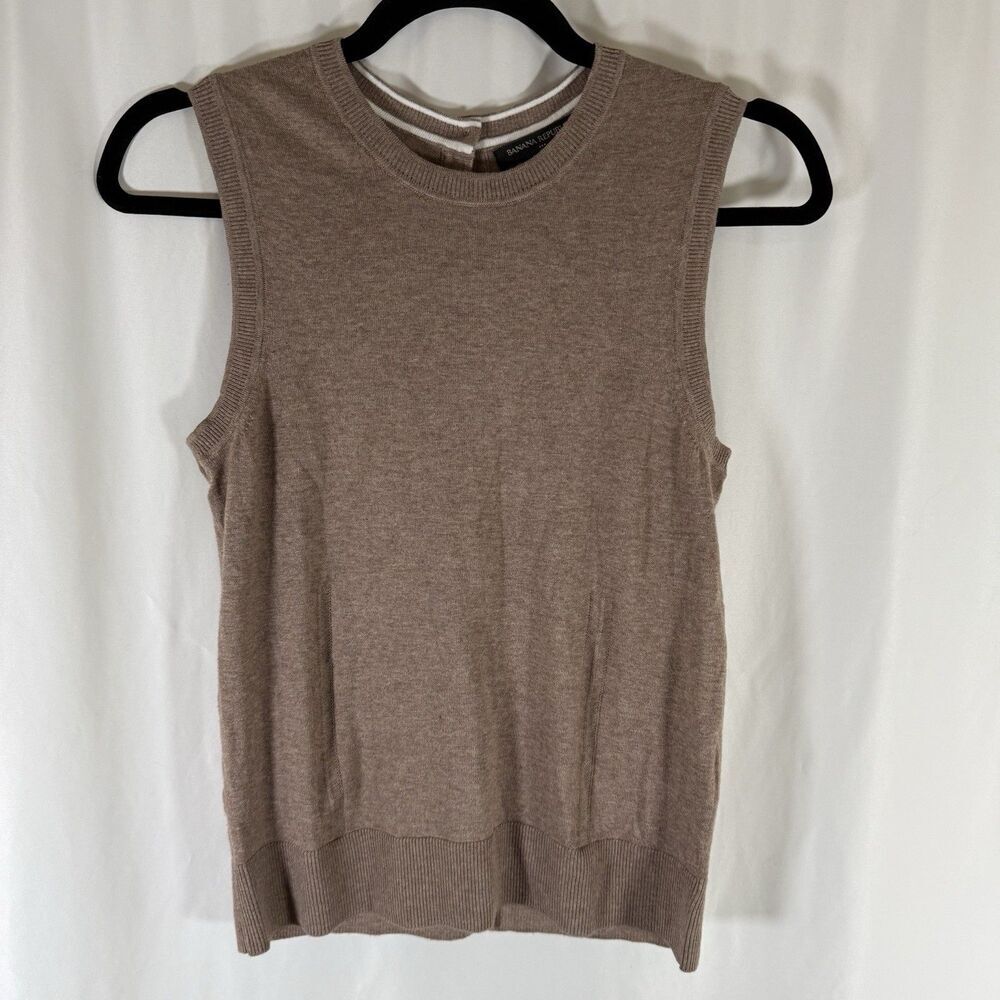 Banana Republic Tank Top Womens XS Brown Knit Sleeveless Round Neck Cotton Blend
